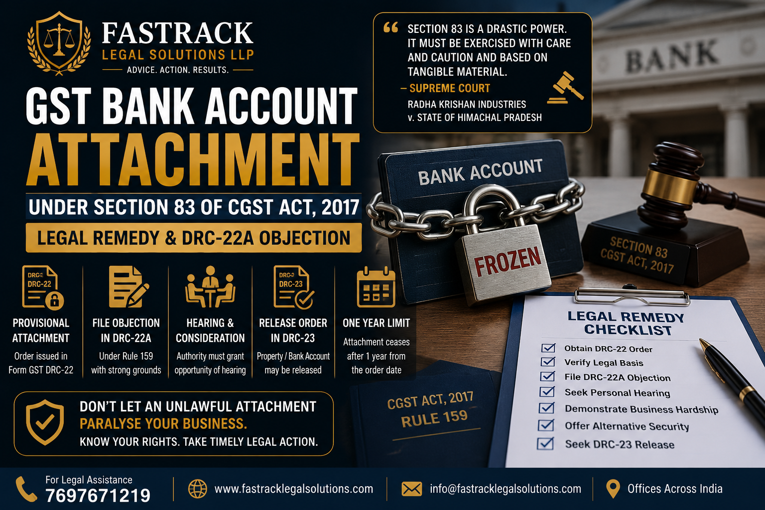 GST Bank Account Attachment Under Section 83: Legal Remedy, Rule 159 Objection and De-Freezing Procedure